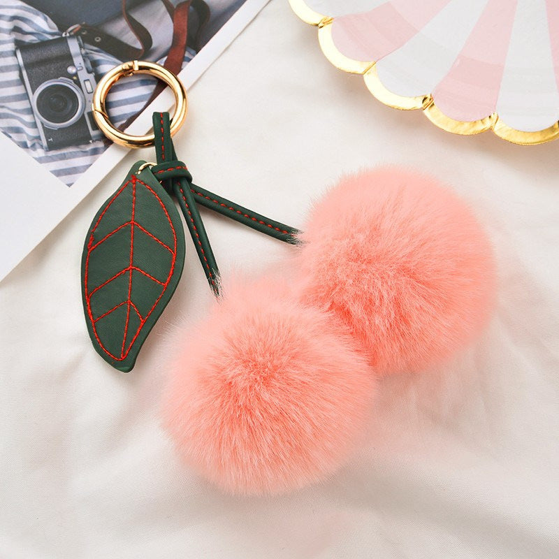 Women’s Plush Cherry Bag Charm Keychain | تعليقة حقيبة نسائية بتصميم كرز ناعم