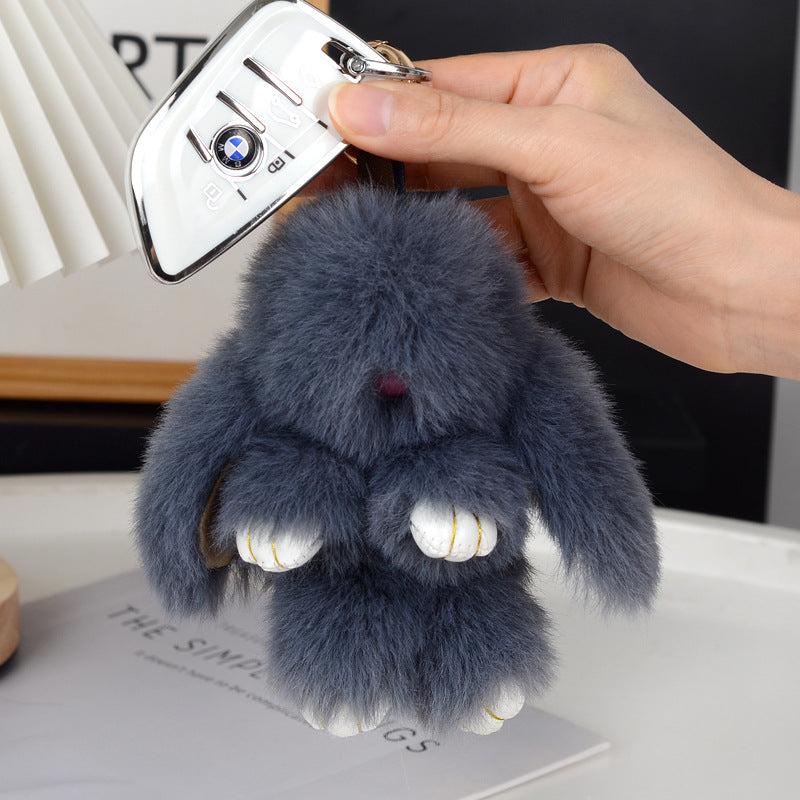 Women’s Plush Rabbit Bag Charm Keychain | تعليقة حقيبة نسائية بتصميم أرنب ناعم