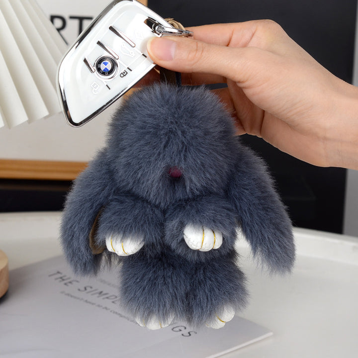 Women’s Plush Rabbit Bag Charm Keychain | تعليقة حقيبة نسائية بتصميم أرنب ناعم