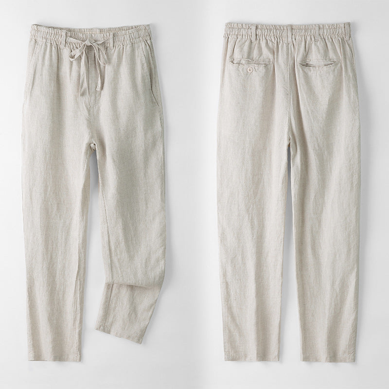 Men’s Linen Casual Pants | Loose Fit Straight Leg