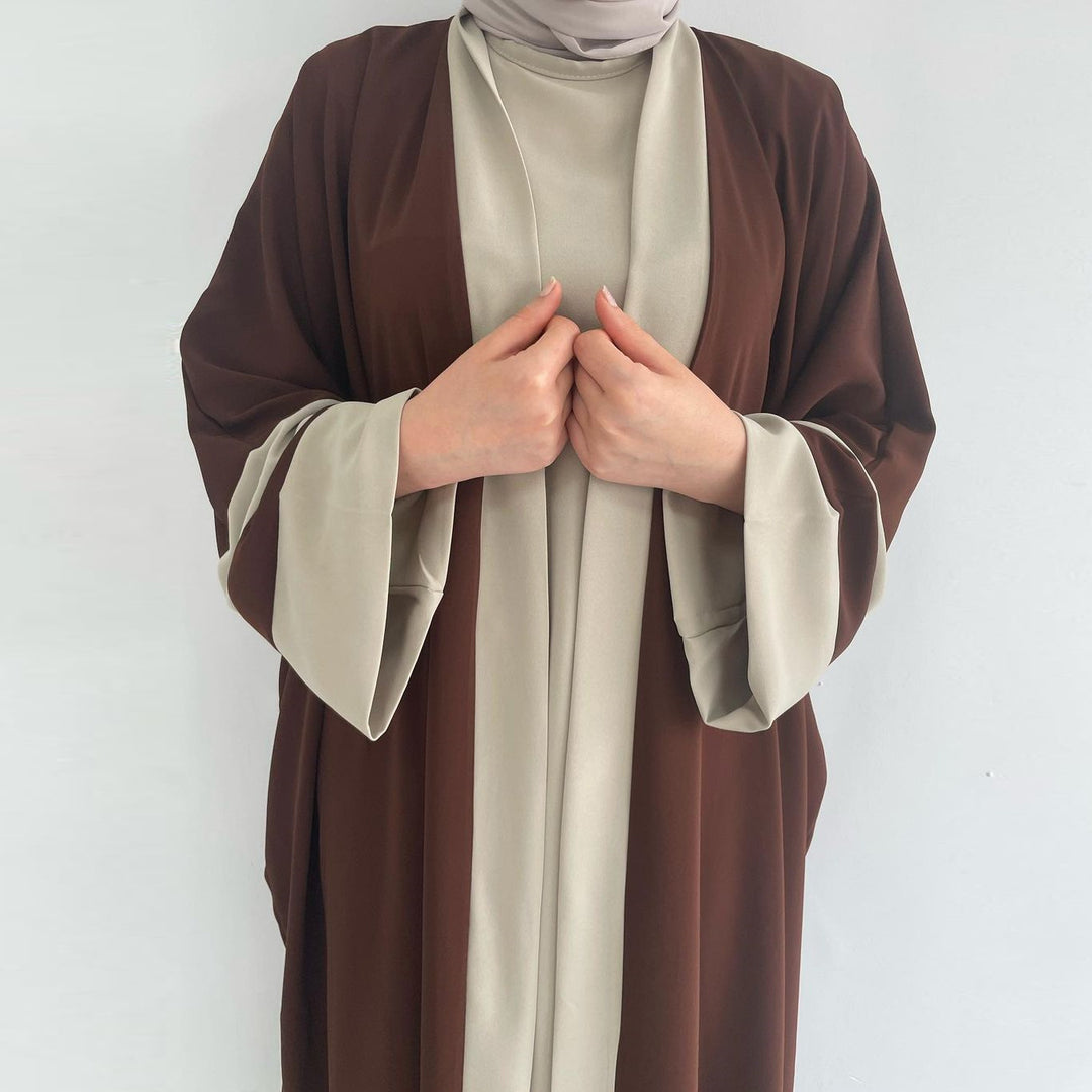 Abaya Two Piece Set Inner Dress & Open Abaya Elegant