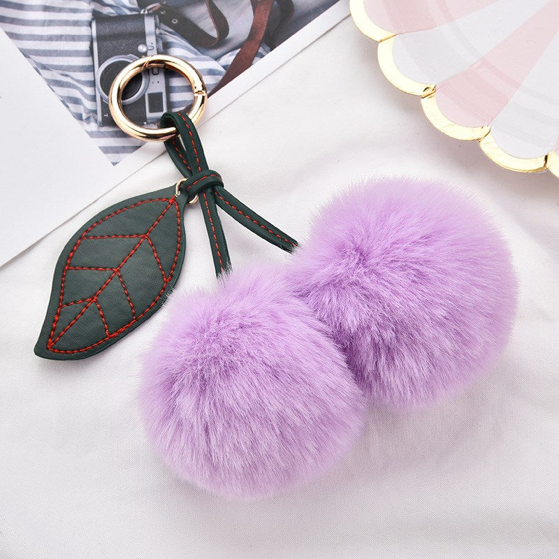 Women’s Plush Cherry Bag Charm Keychain | تعليقة حقيبة نسائية بتصميم كرز ناعم