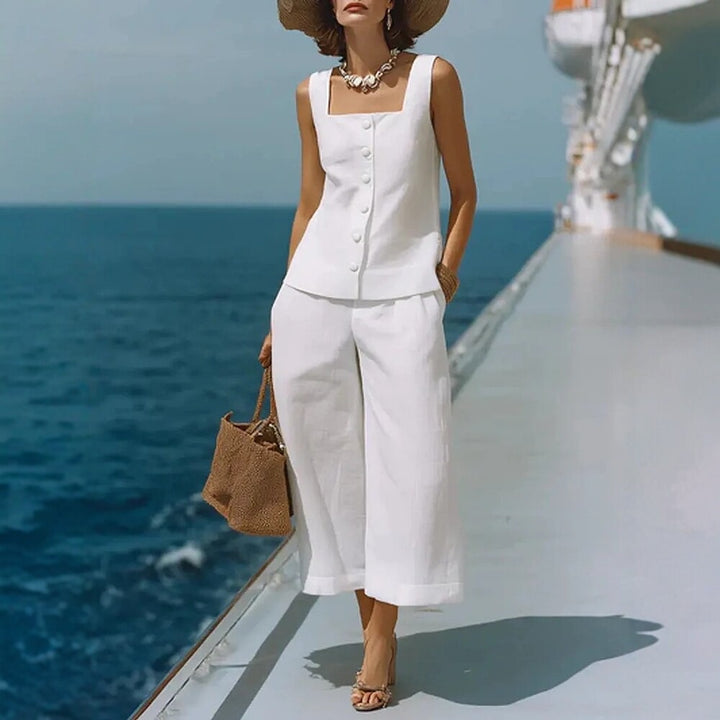 The Classic Linen-Blend Square-Neck Resort Set