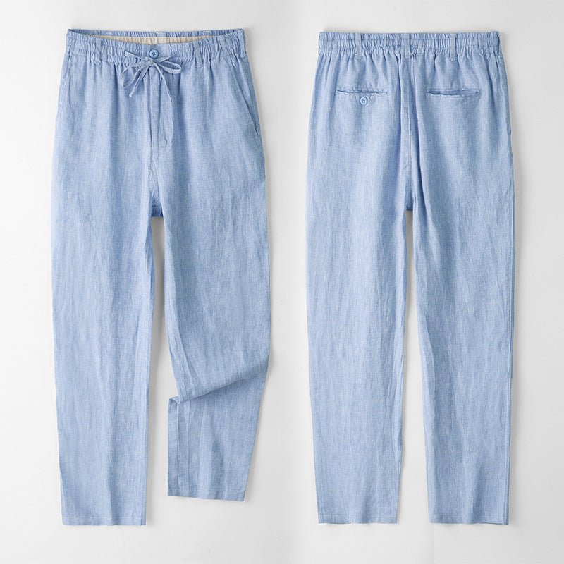 Men’s Linen Casual Pants | Loose Fit Straight Leg
