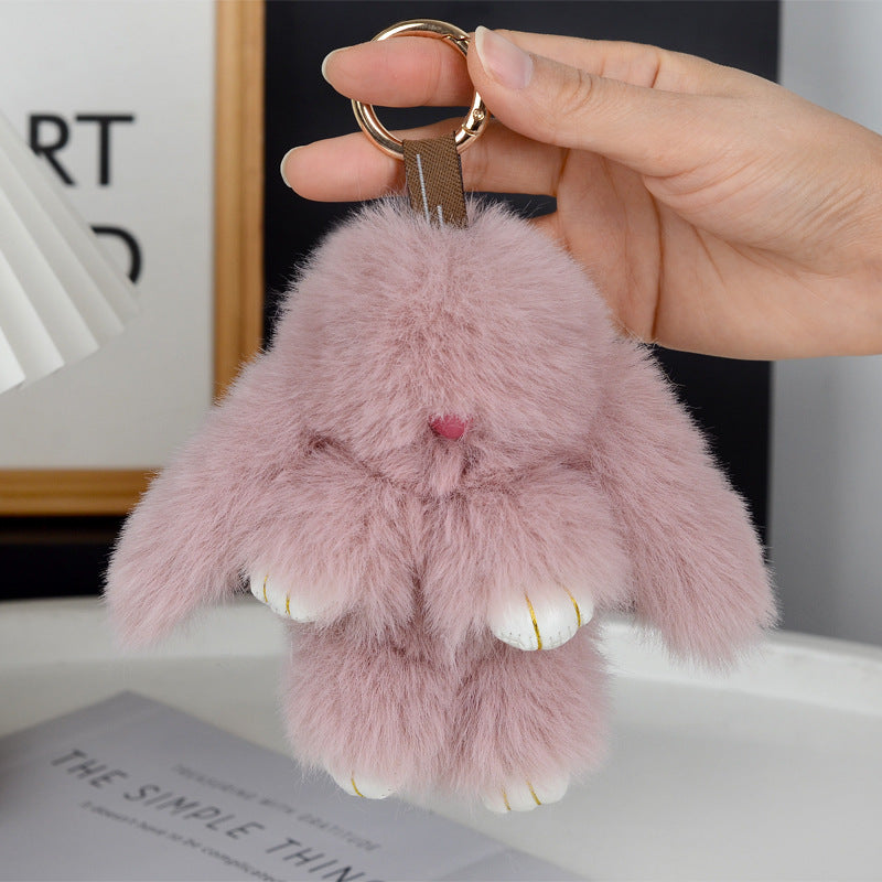 Women’s Plush Rabbit Bag Charm Keychain | تعليقة حقيبة نسائية بتصميم أرنب ناعم