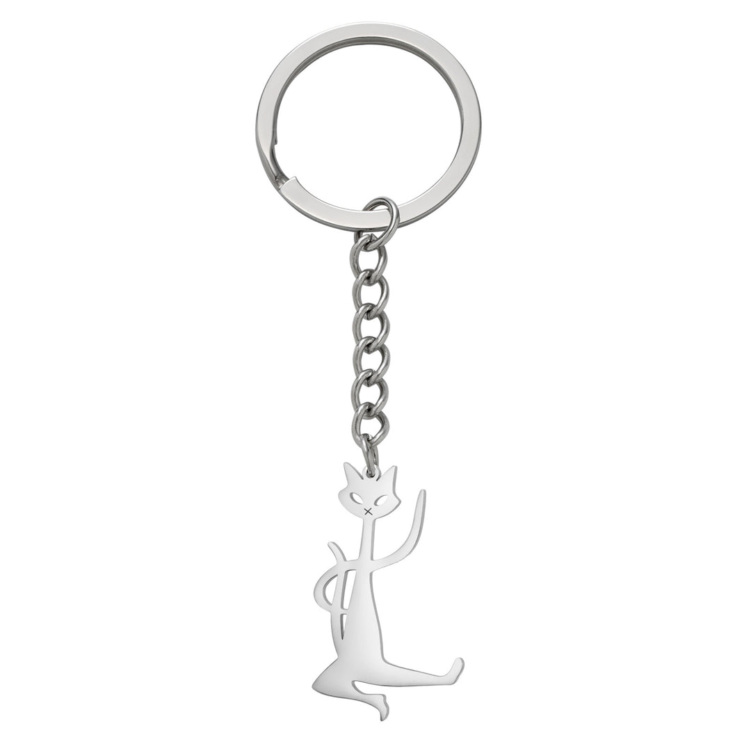 Women’s Stainless Steel Cat Keychain | ميدالية مفاتيح نسائية بتصميم قطة لطيفة