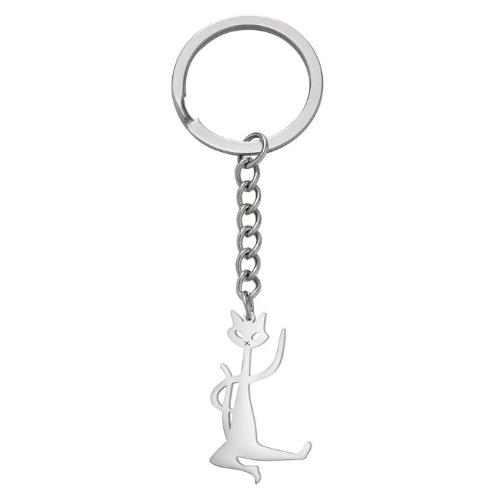Women’s Stainless Steel Cat Keychain | ميدالية مفاتيح نسائية بتصميم قطة لطيفة