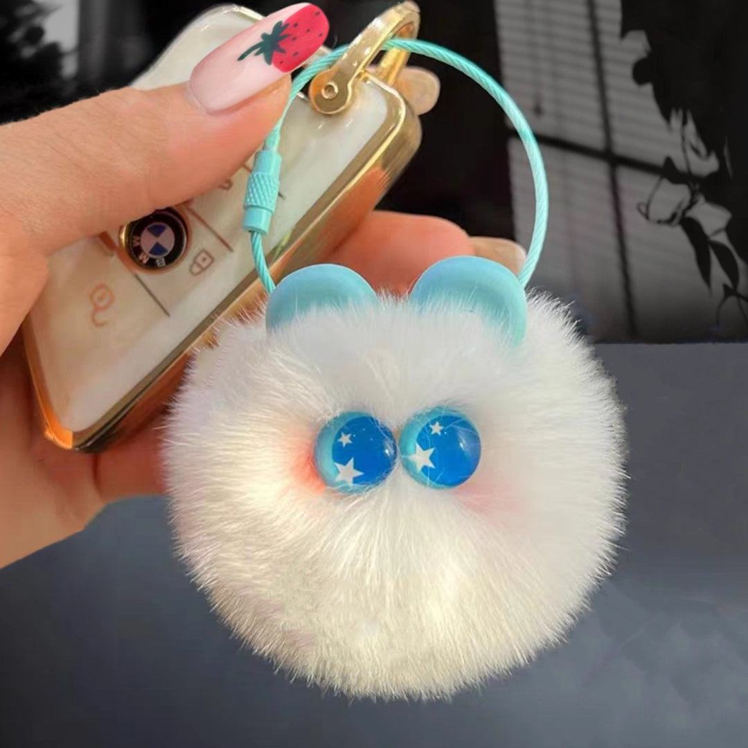 Women’s Fluffy Rainbow Bag Charm Keychain | تعليقة حقيبة نسائية فروية بألوان ناعمة