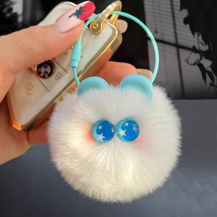Women’s Fluffy Rainbow Bag Charm Keychain | تعليقة حقيبة نسائية فروية بألوان ناعمة