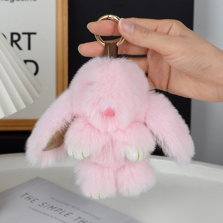 Women’s Plush Rabbit Bag Charm Keychain | تعليقة حقيبة نسائية بتصميم أرنب ناعم