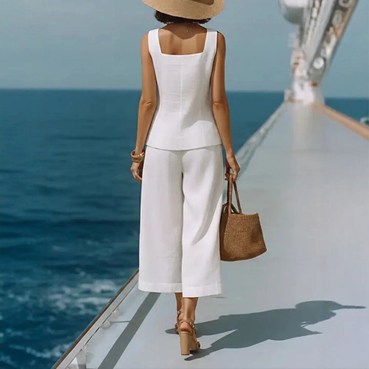 The Classic Linen-Blend Square-Neck Resort Set