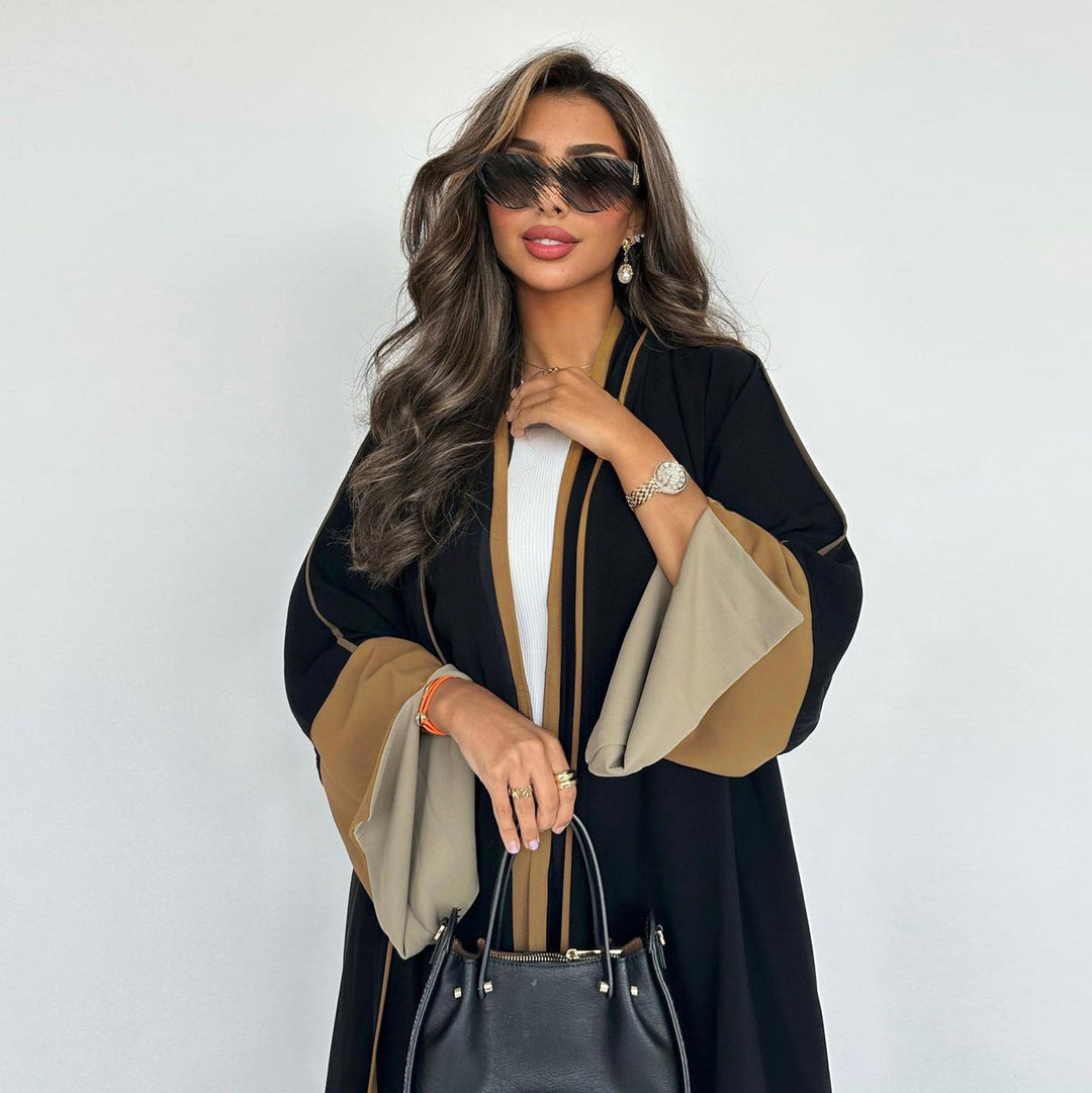 The Noir Contrast Stitch Abaya