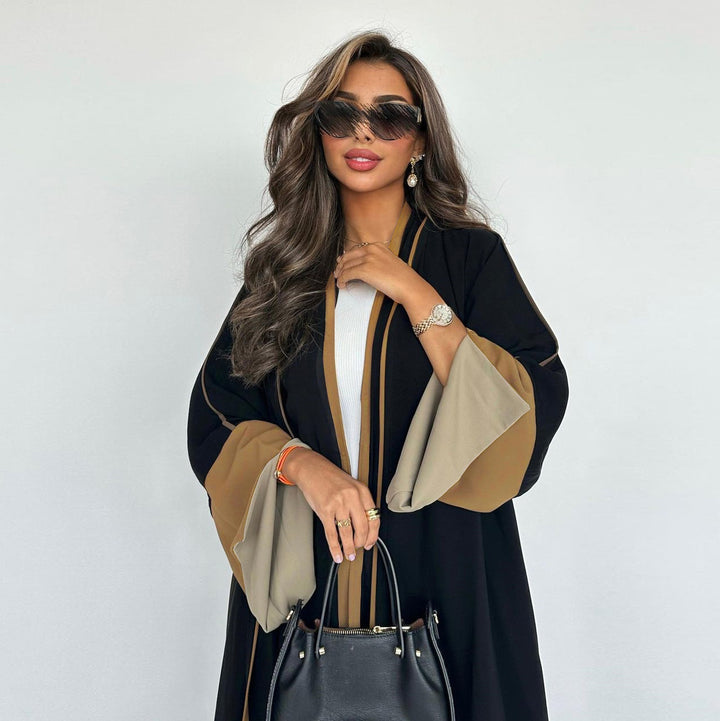 The Noir Contrast Stitch Abaya