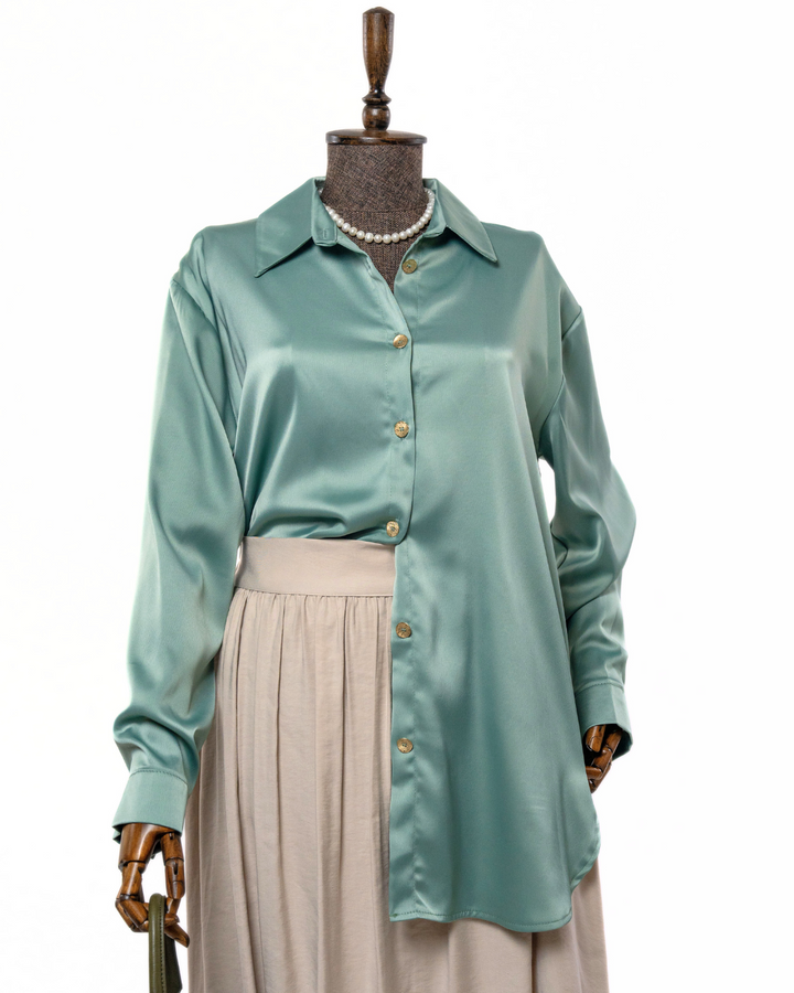 GRACEFUL SATIN - BLOUSE - MINT