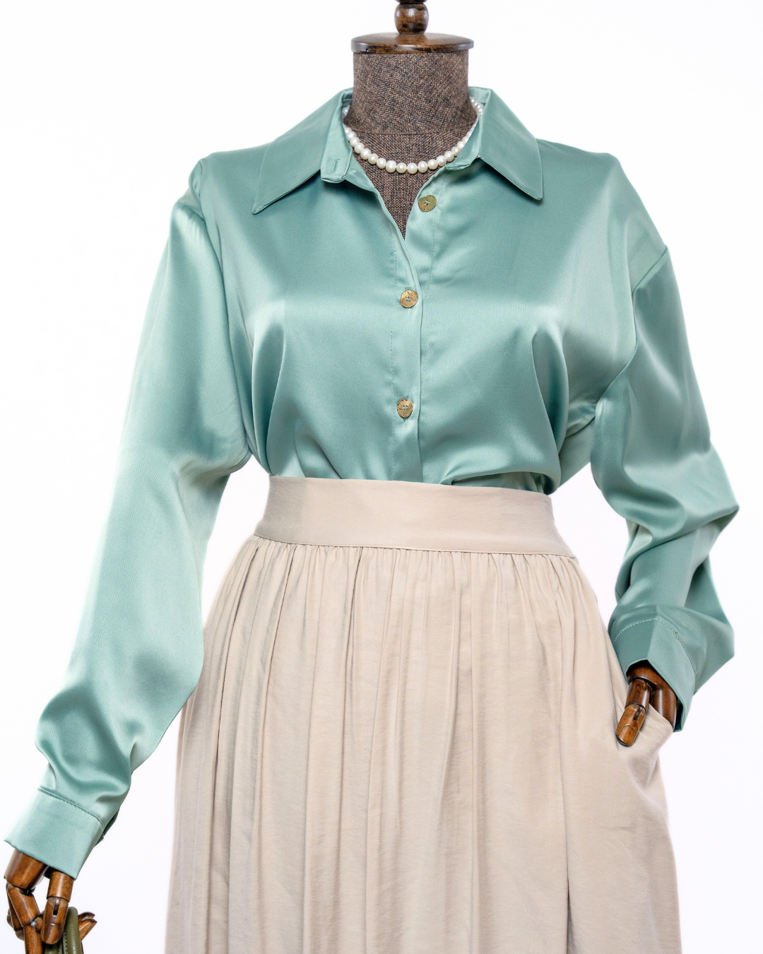 GRACEFUL SATIN - BLOUSE - MINT