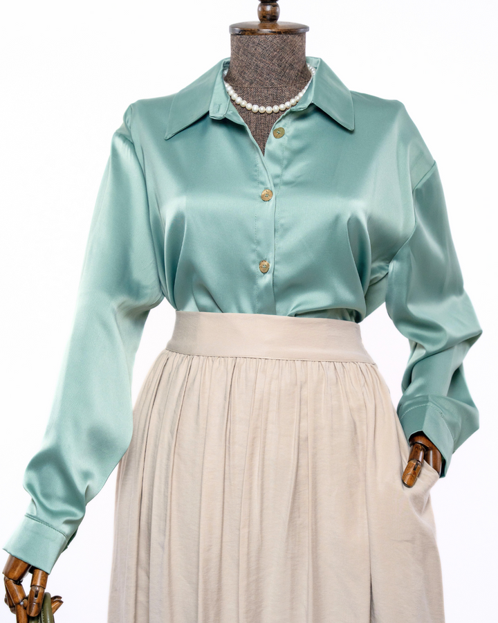 GRACEFUL SATIN - BLOUSE - MINT