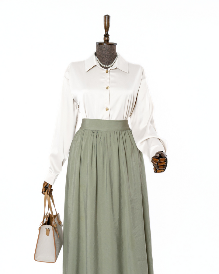 GRACEFUL SATIN - BLOUSE - MARSHMALLOW
